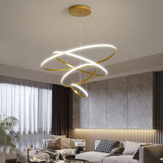 Moderne LED-pendellampe med 3D-ringe i designerstil