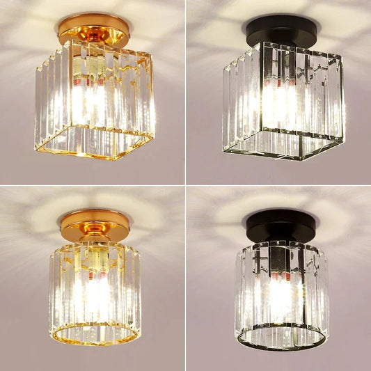 Krystal loftlampe i glamour-stil – moderne loftlampe med transparent skærm
