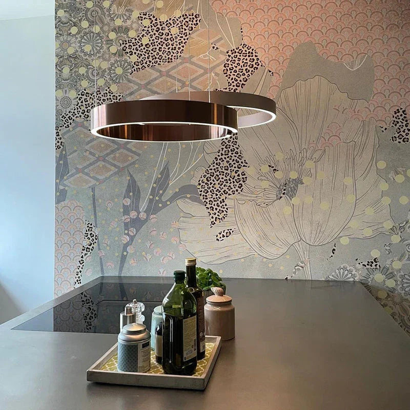 Moderne rund LED-pendellampe med lysring