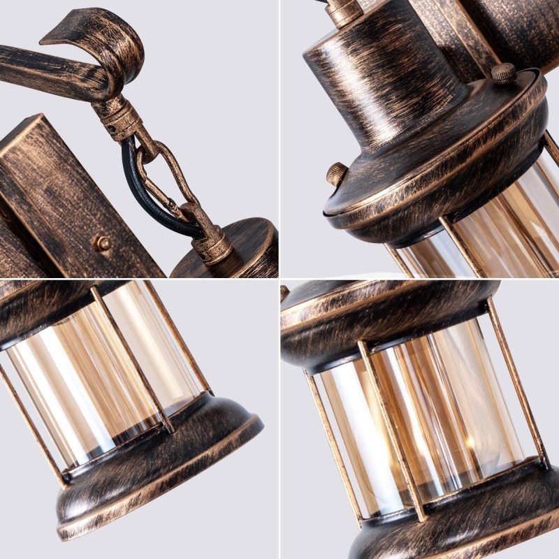 Væglampe med lanterne i metal og glas - Lumzi