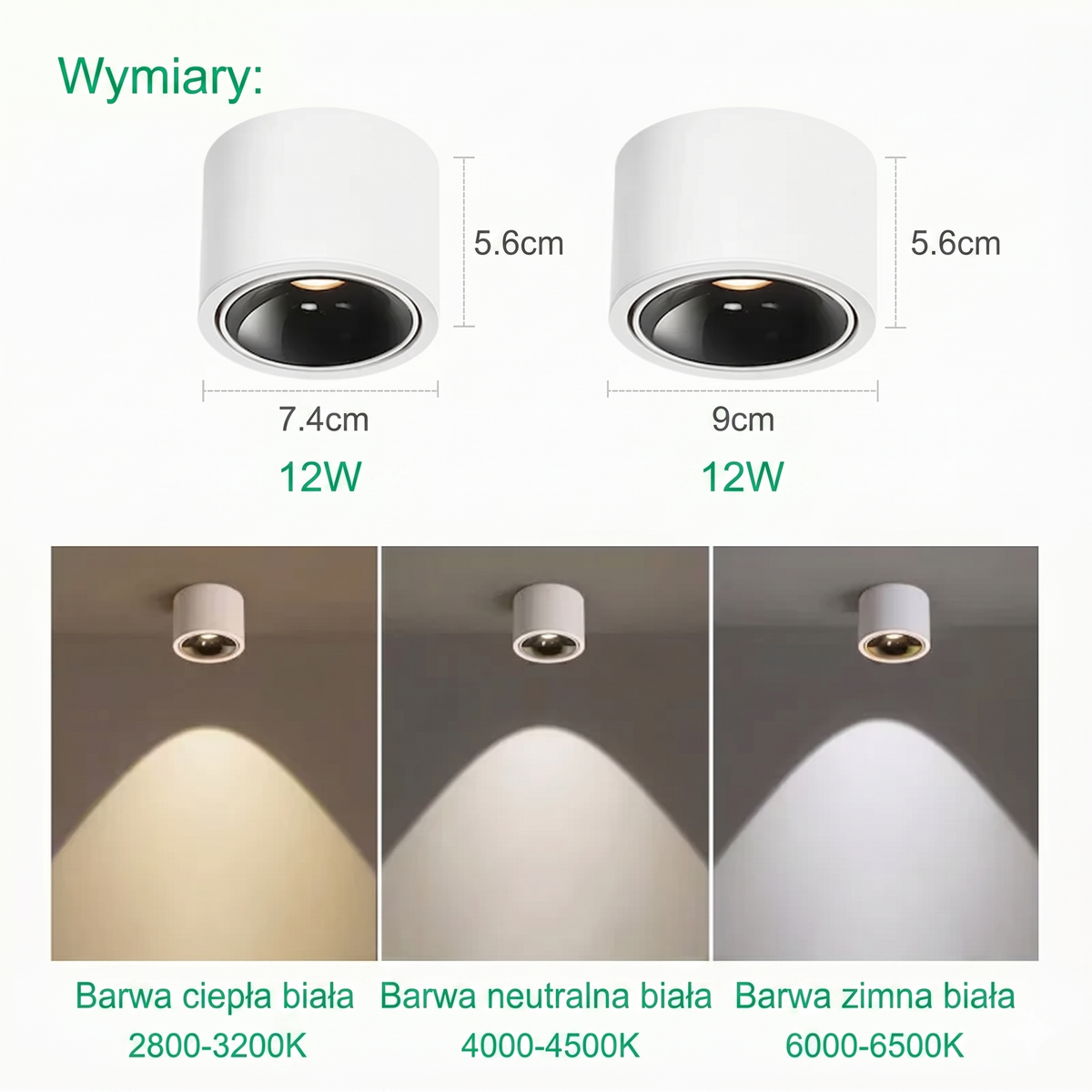 Moderne LED-spot til påbygning – regulerbar, retningsbestemt belysning