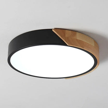 Moderne rund LED-loftlampe med trædetalje