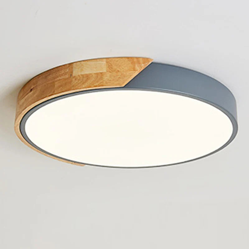 Moderne rund LED-loftlampe med trædetalje