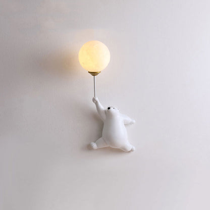 Væglampe i resin med bjørn og ballon - Lumzi