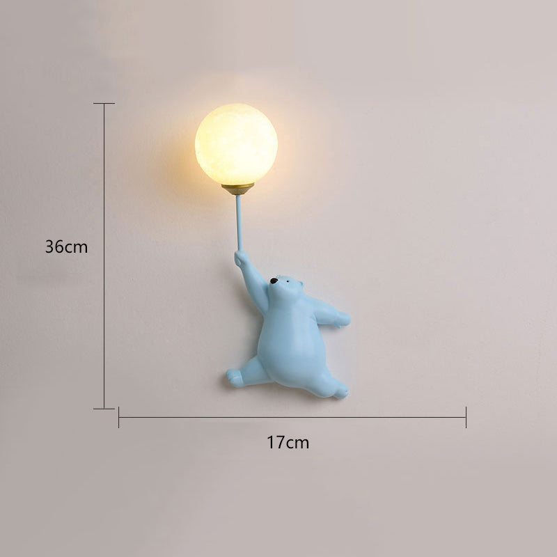 Væglampe i resin med bjørn og ballon - Lumzi