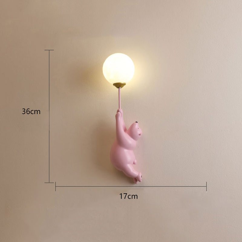 Væglampe i resin med bjørn og ballon - Lumzi