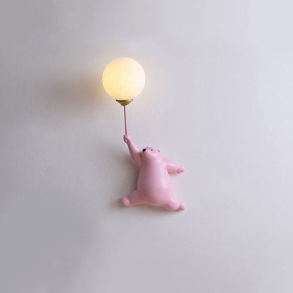 Væglampe i resin med bjørn og ballon - Lumzi