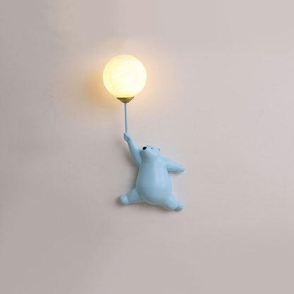 Væglampe i resin med bjørn og ballon - Lumzi
