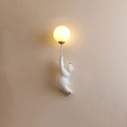 Væglampe i resin med bjørn og ballon - Lumzi