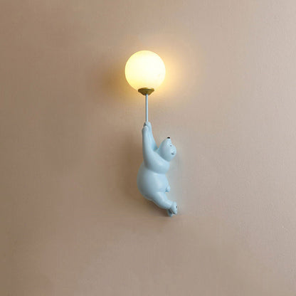 Væglampe i resin med bjørn og ballon - Lumzi