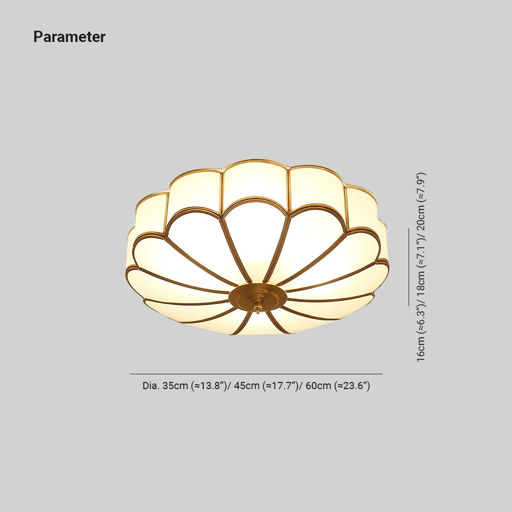 Plafond i messing med matteret glas - Lumzi