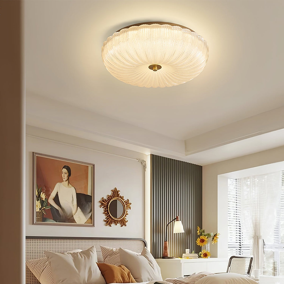 Plafond i riflet glas med bølget kant - Lumzi