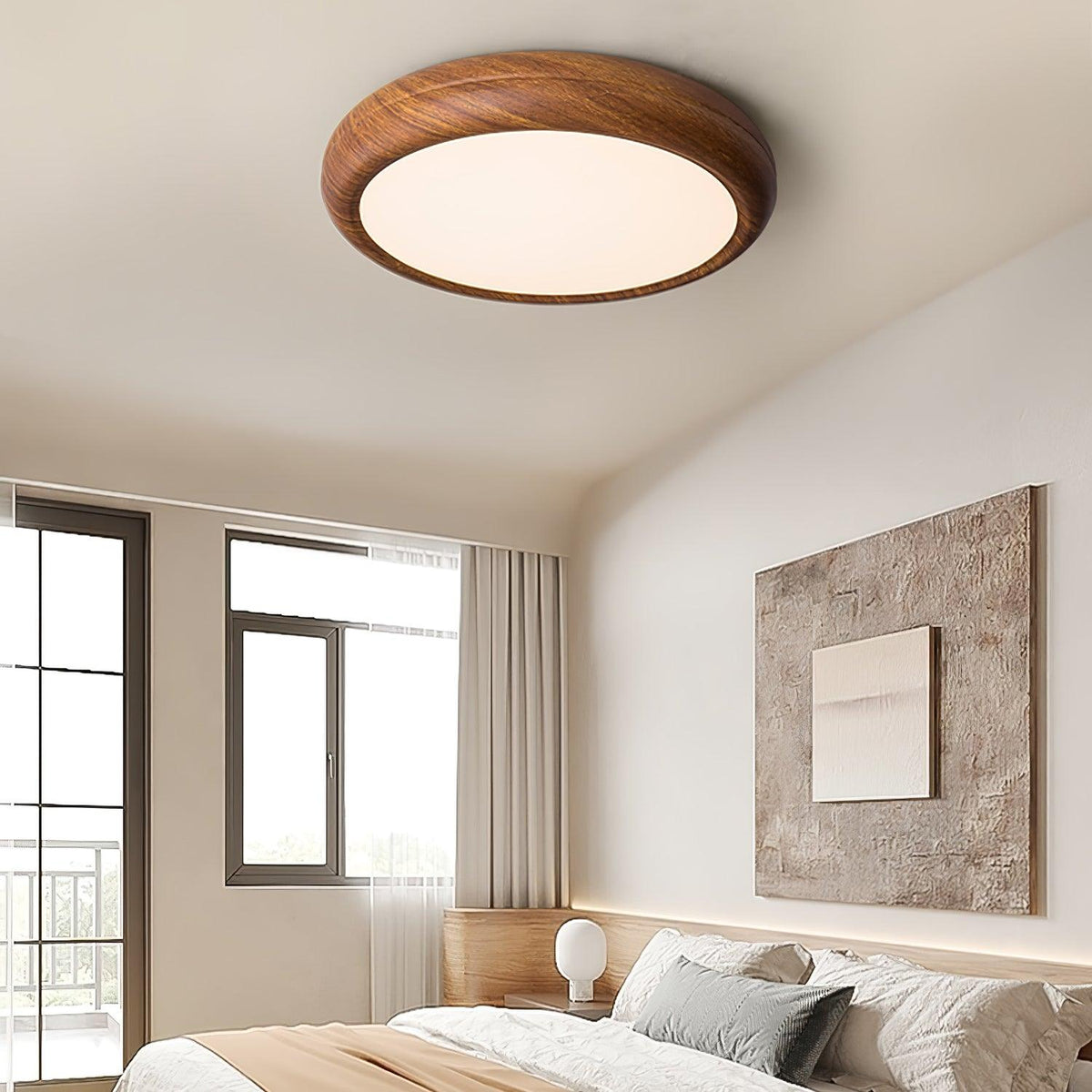 Rund plafond i træ-look - Lumzi