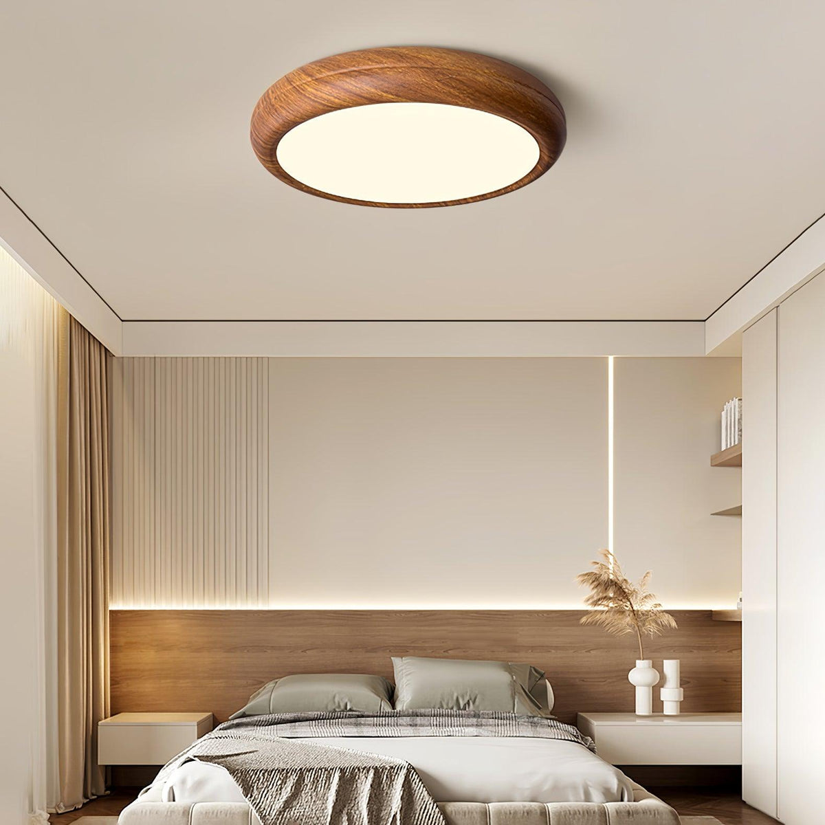 Rund plafond i træ-look - Lumzi