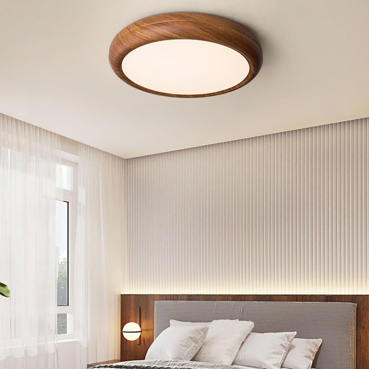 Rund plafond i træ-look - Lumzi