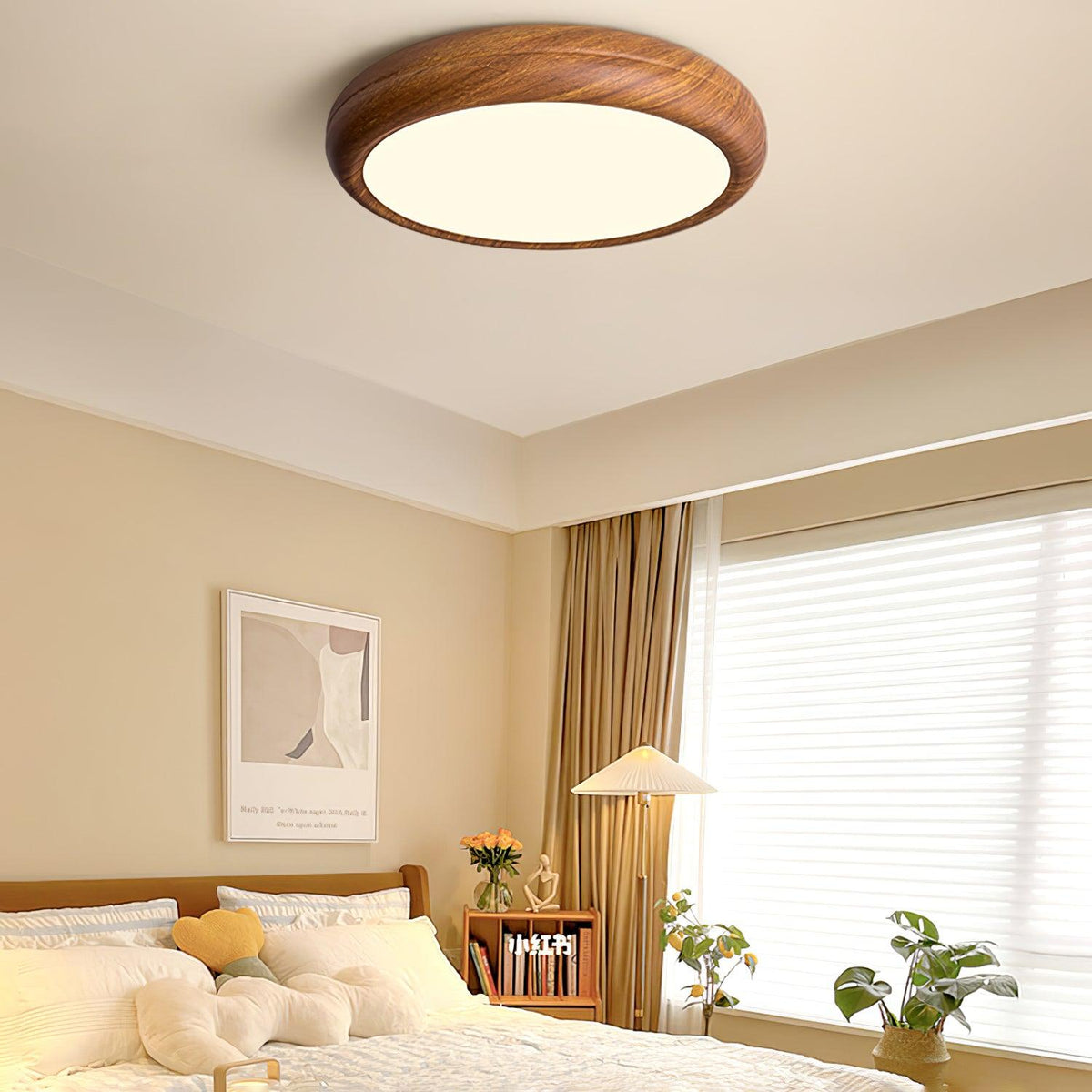 Rund plafond i træ-look - Lumzi