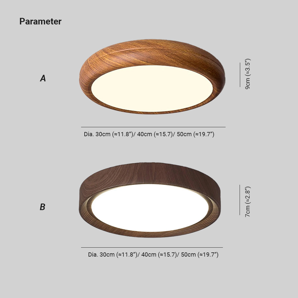 Rund plafond i træ-look - Lumzi