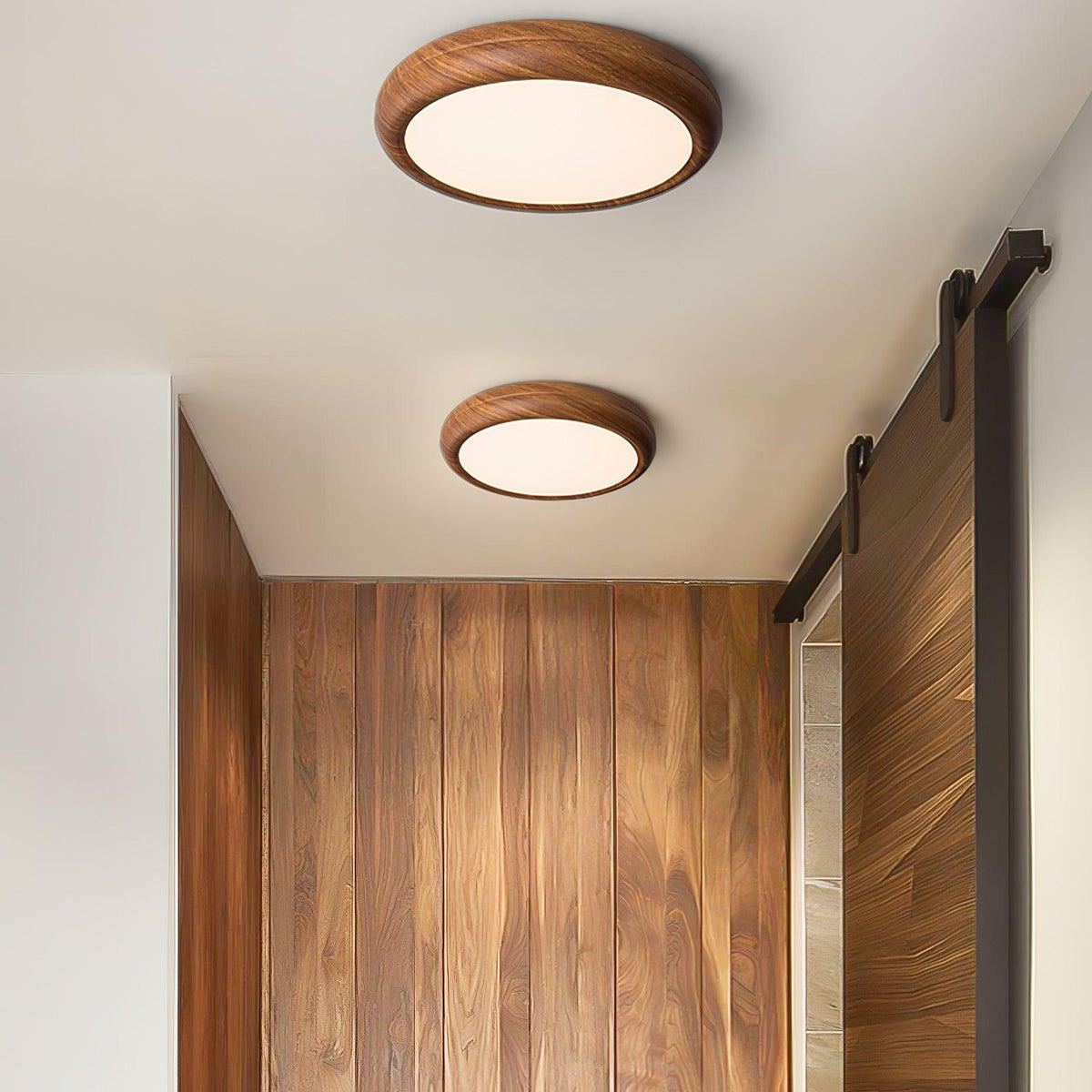 Rund plafond i træ-look - Lumzi