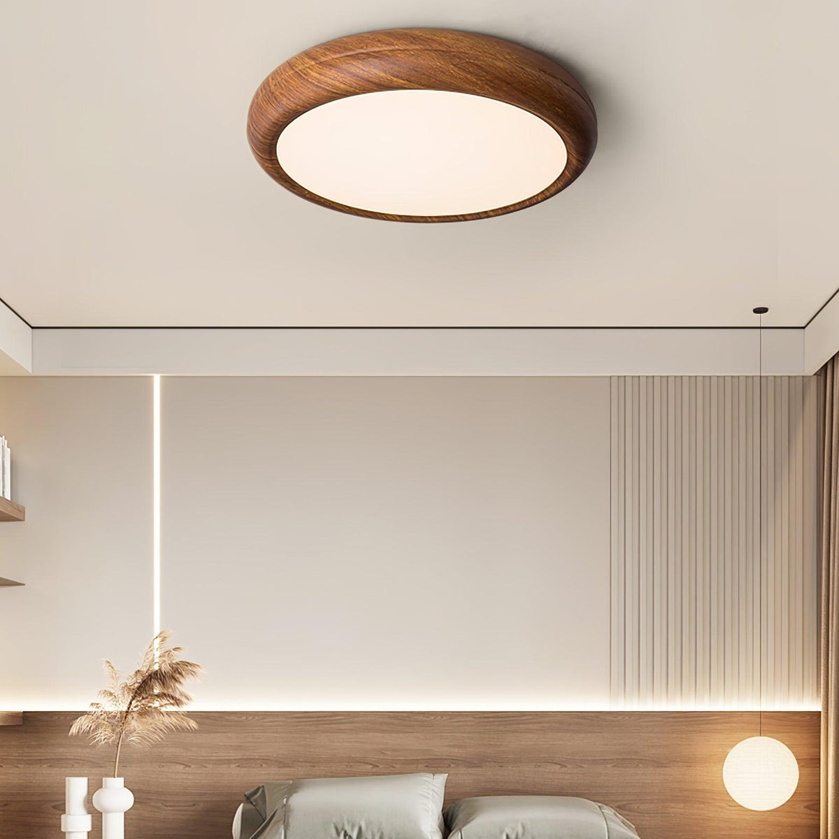 Rund plafond i træ-look - Lumzi