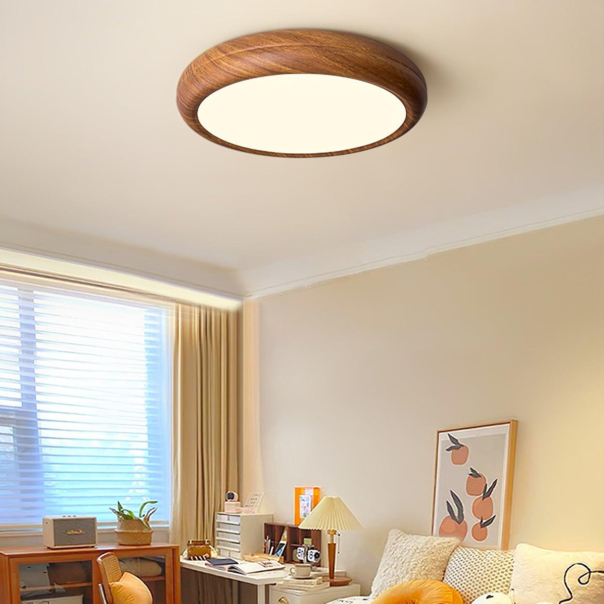 Rund plafond i træ-look - Lumzi