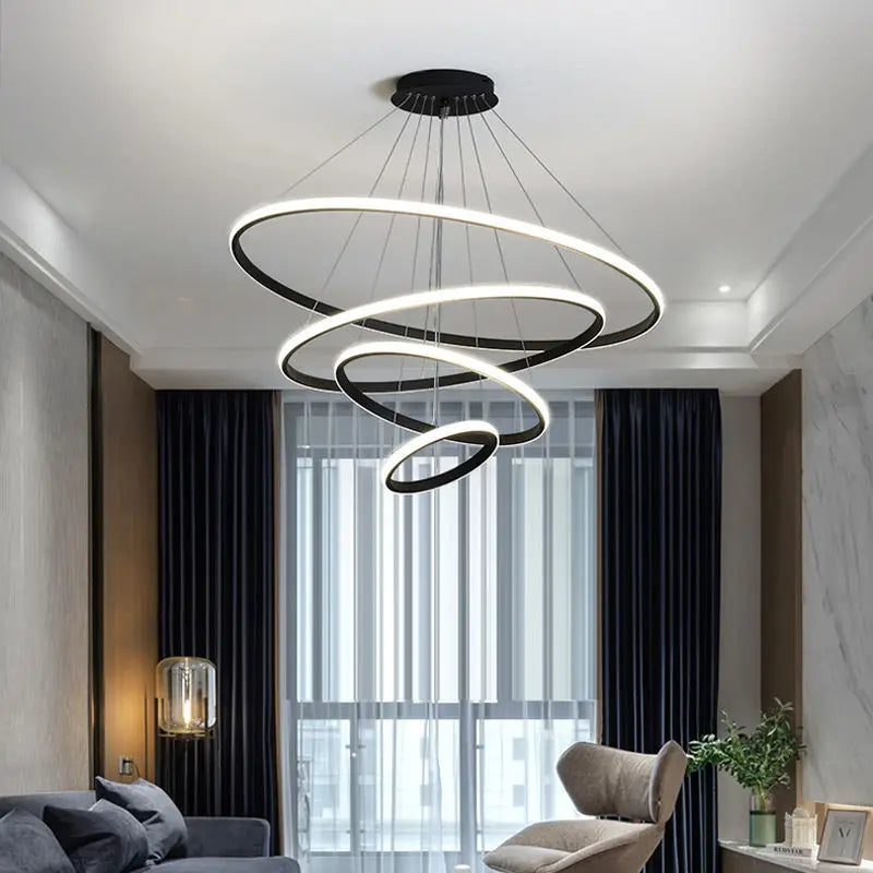 Designer LED-pendellampe med tredimensionelle ringe