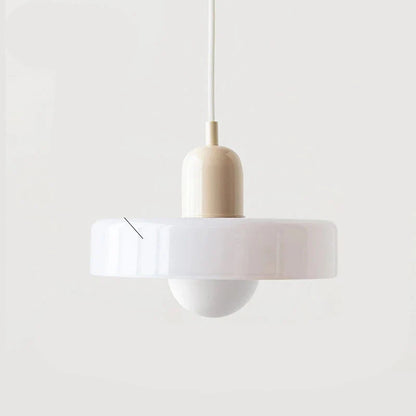 Bauhaus-pendellampe med farvet glasskærm