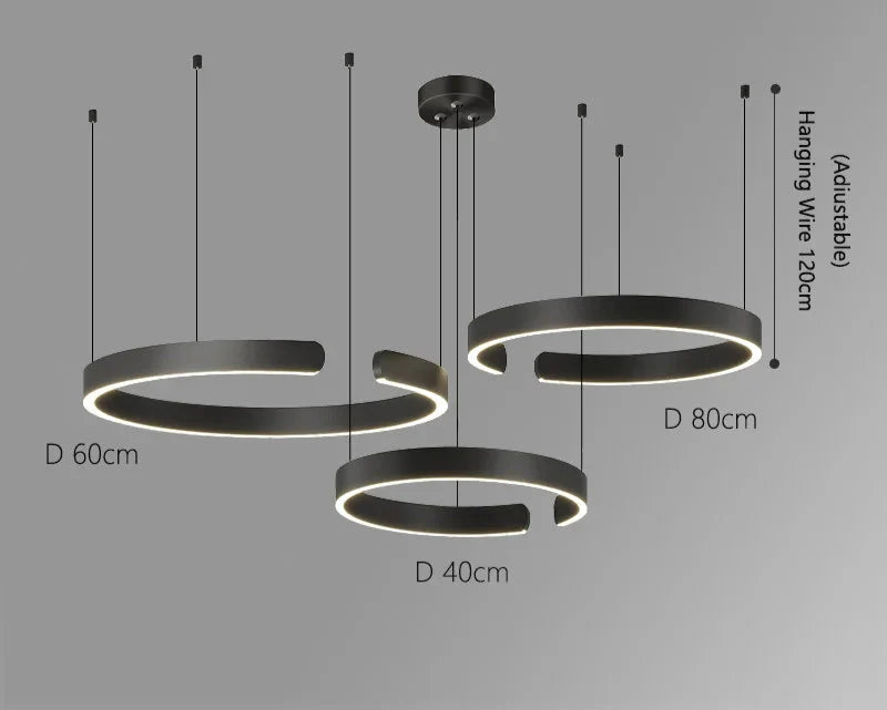 Moderne rund LED-pendellampe med lysring