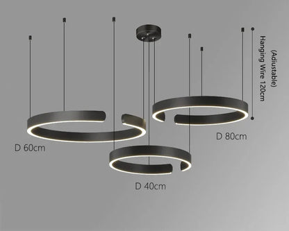 Moderne rund LED-pendellampe med lysring