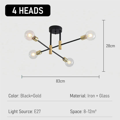 Industriel loftlampe med 4, 6 eller 8 fatninger