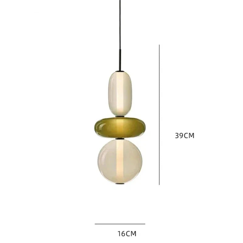 Pendellampe med farvet glas i candy-stil