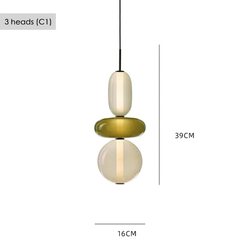 Farverig LED-pendellampe i glas