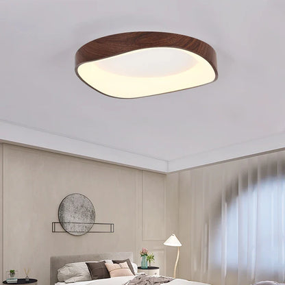 Skandinavisk LED-loftlampe – Moderne påbygningslampe med træeffekt