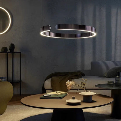 Moderne rund LED-pendellampe med lysring