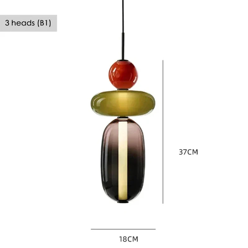 Farverig LED-pendellampe i glas