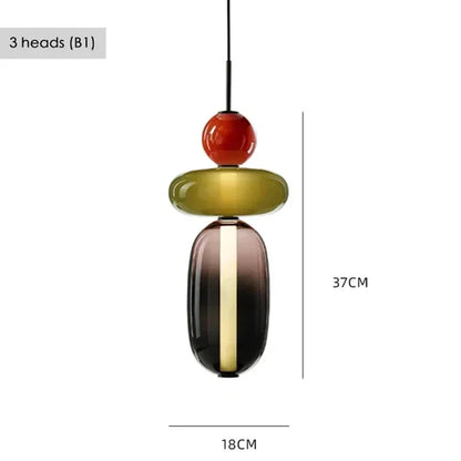 Farverig LED-pendellampe i glas
