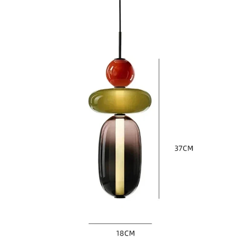 Pendellampe med farvet glas i candy-stil