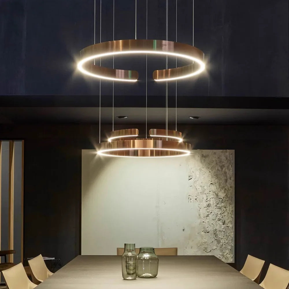 Moderne rund LED-pendellampe med lysring