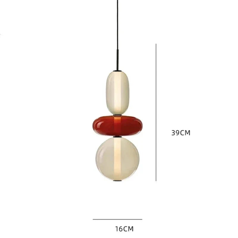 Pendellampe med farvet glas i candy-stil