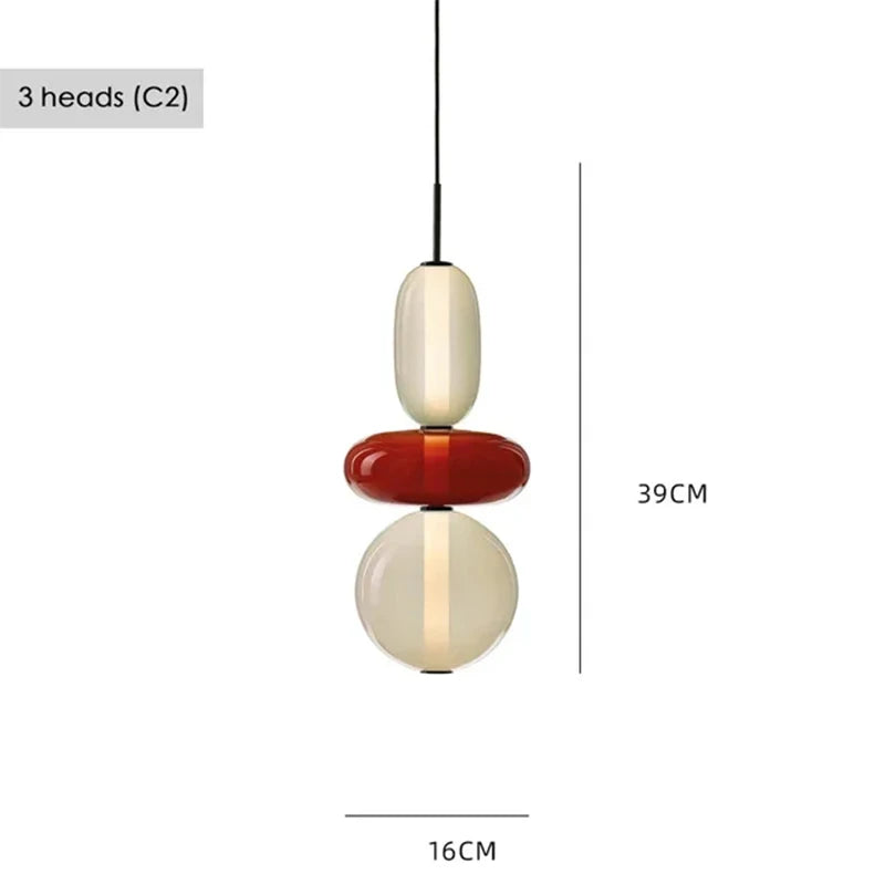 Farverig LED-pendellampe i glas