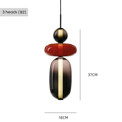 Farverig LED-pendellampe i glas