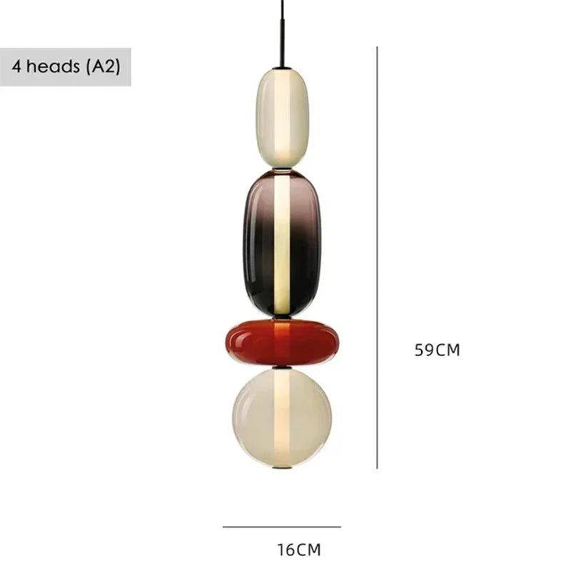 Farverig LED-pendellampe i glas