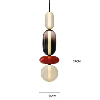 Pendellampe med farvet glas i candy-stil