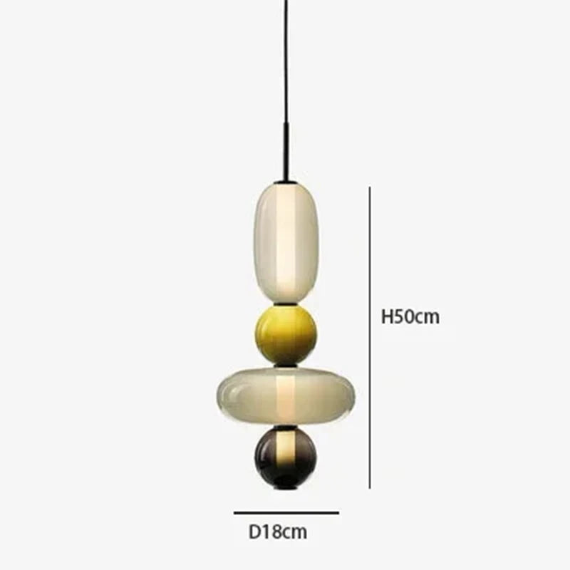 Farverig LED-pendellampe i glas