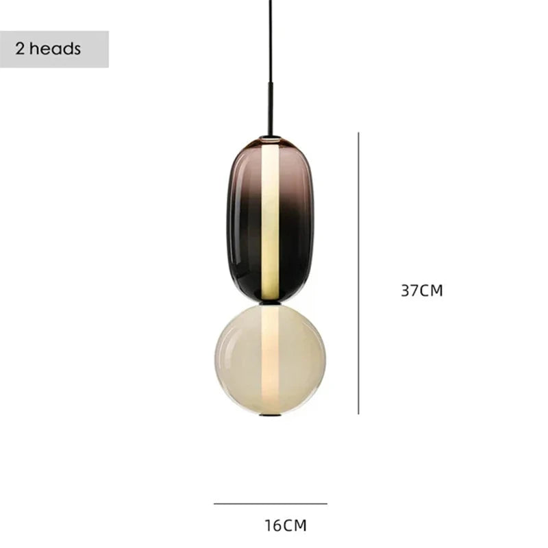 Farverig LED-pendellampe i glas