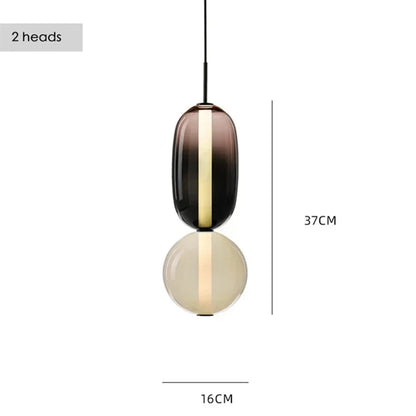 Farverig LED-pendellampe i glas