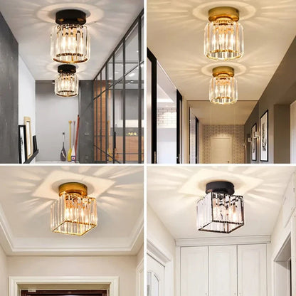Krystal loftlampe i glamour-stil – moderne loftlampe med transparent skærm