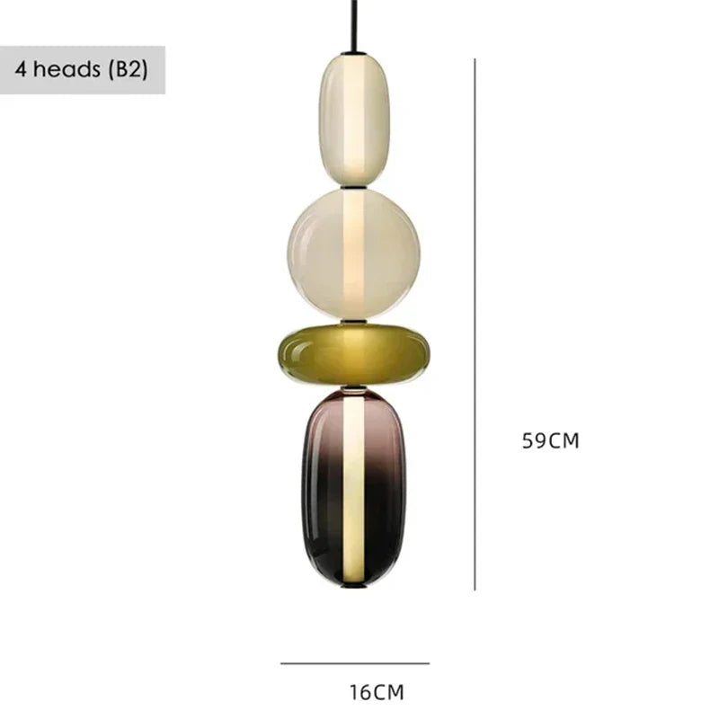 Farverig LED-pendellampe i glas