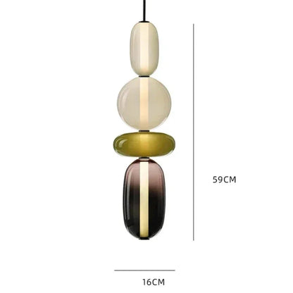 Pendellampe med farvet glas i candy-stil