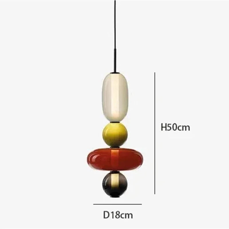 Farverig LED-pendellampe i glas