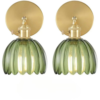 Retro væglampe med tulipanformet glasskærm